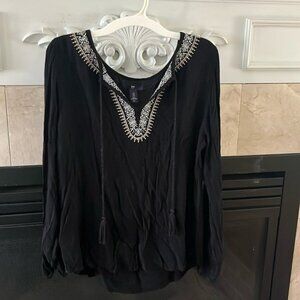 Embroidered Black Women's Top